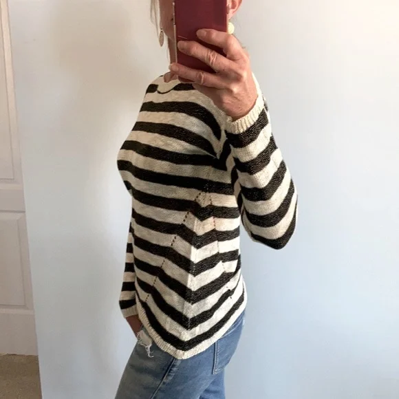 Black & Creamy White Striped Sweater - Picture 4 of 9